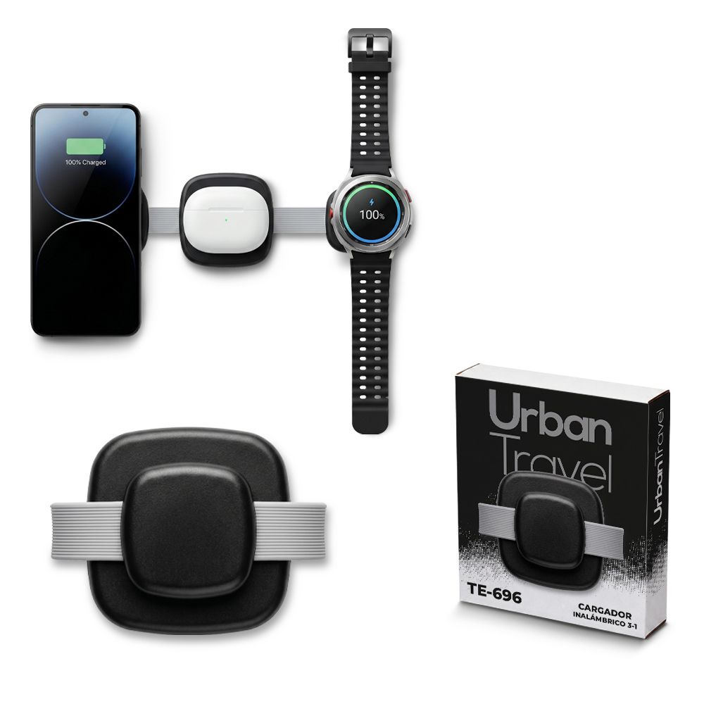 CARGADOR INALÁMBRICO 3-1 URBAN TRAVEL TE-696